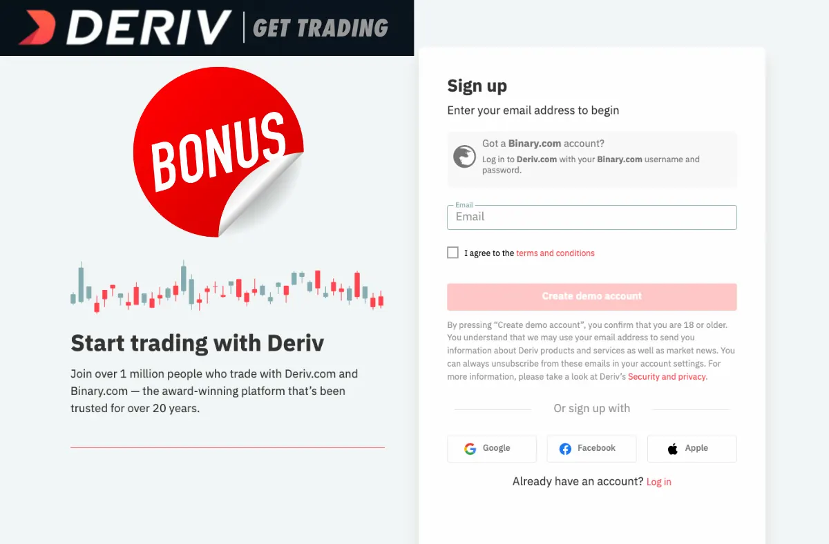 Deriv Sign Up Bonus